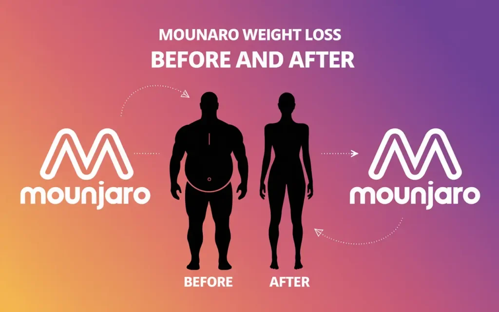 How Mounjaro works for weight loss before and after illustrating hormonal regulation