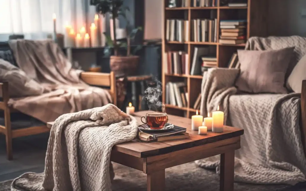 Nordic healthy living with cozy hygge moments for mental well-being