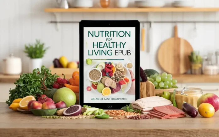 Nutrition for Healthy Living ePub cover with healthy foods and digital device