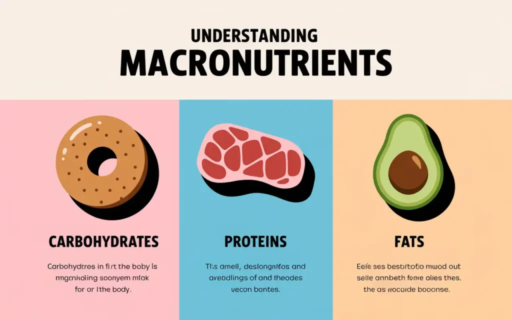 Macronutrients breakdown for nutrition for healthy living