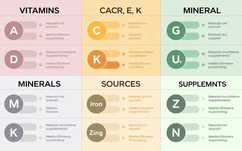 Essential vitamins and minerals for nutrition for healthy living