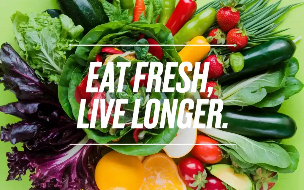 Healthy eating quotes about healthy living with fresh vegetables