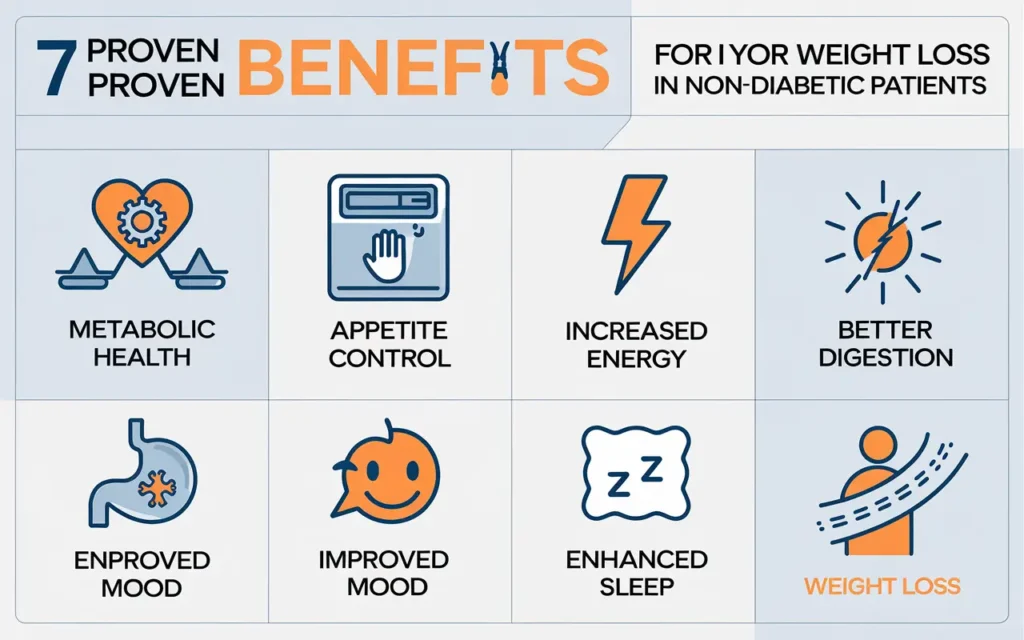 List of benefits of Rybelsus weight loss in non-diabetic patients.
