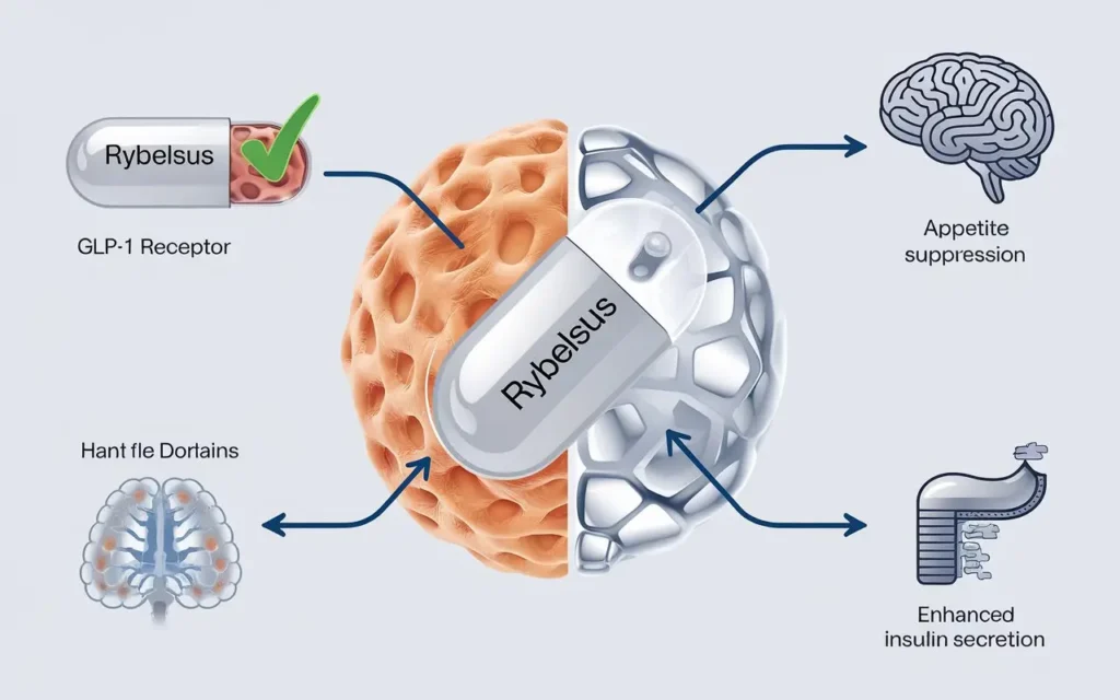 Illustration of how Rybelsus weight loss in non-diabetic patients works