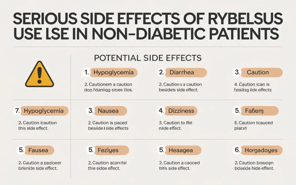 Overview of potential side effects of Rybelsus weight loss in non-diabetic patients.
