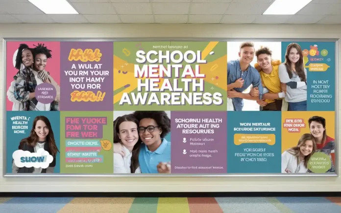 School mental health awareness poster promoting student well-being