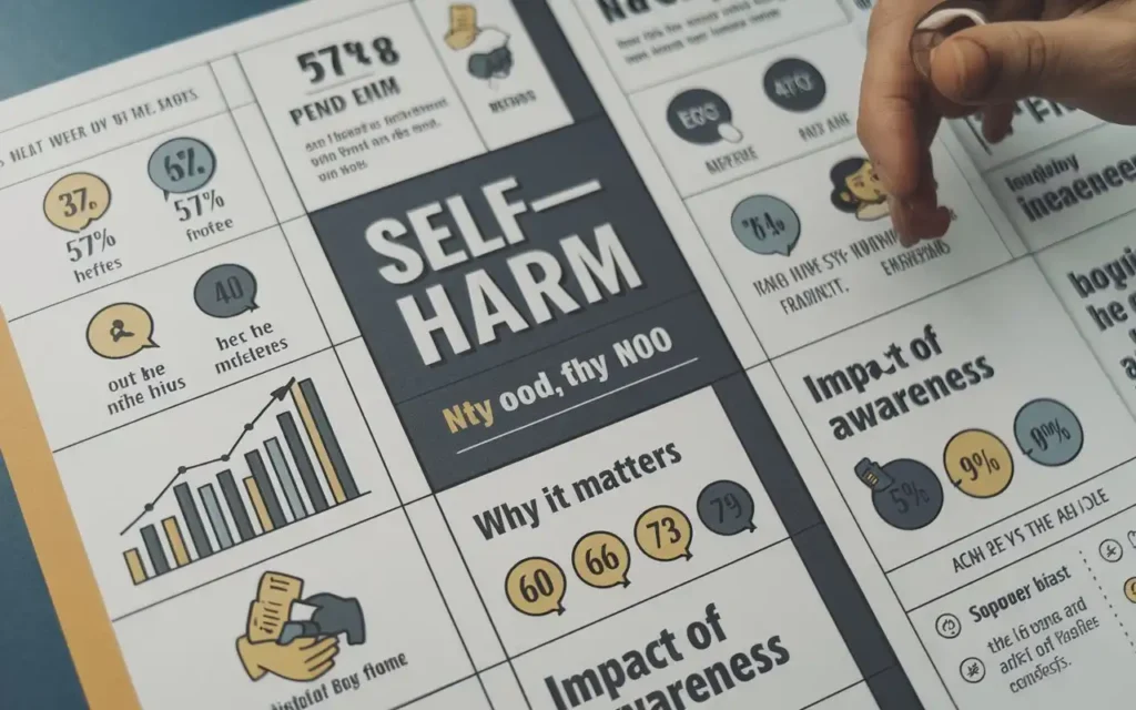 Illustration showing the importance of Self Harm Awareness Month 2024