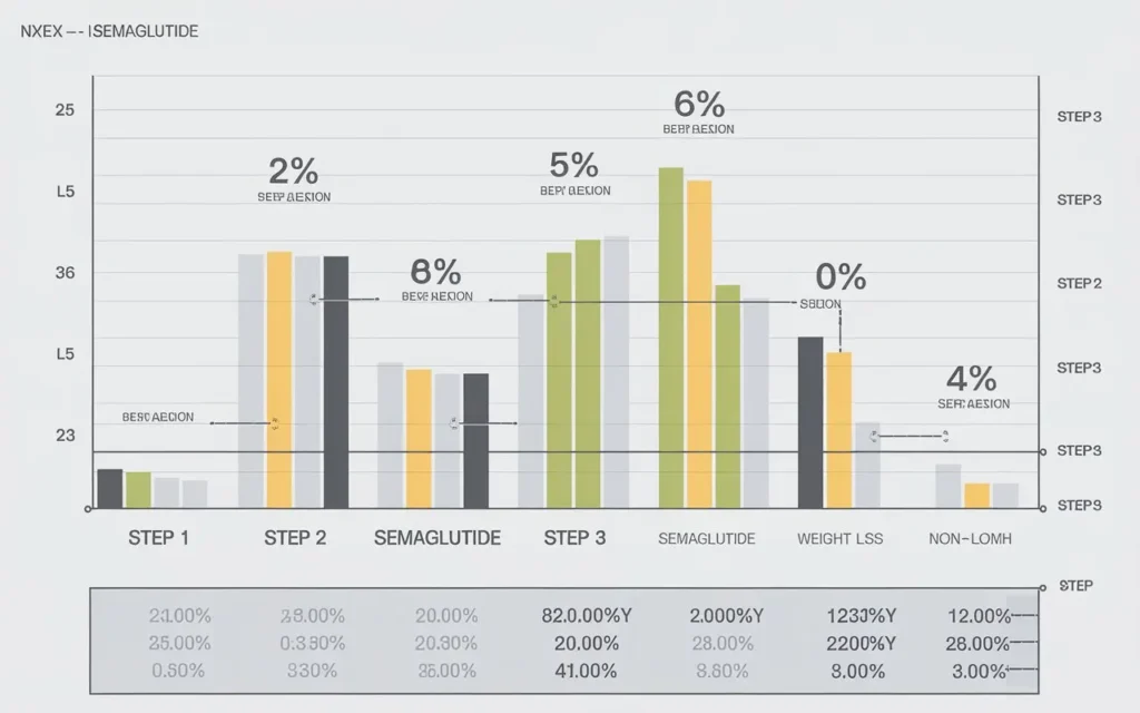 Graph showing clinical trial results of semaglutide for weight loss in non-diabetics 