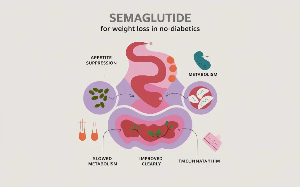 Diagram of how semaglutide for weight loss in non-diabetics works in the body 