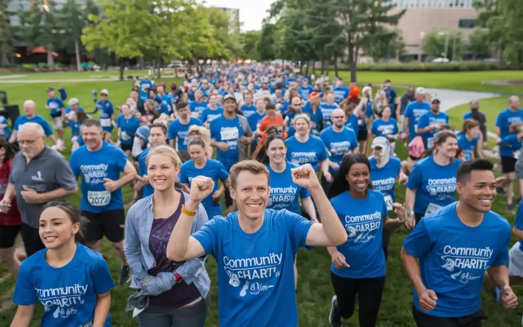 Group of people participating in a community fitness event