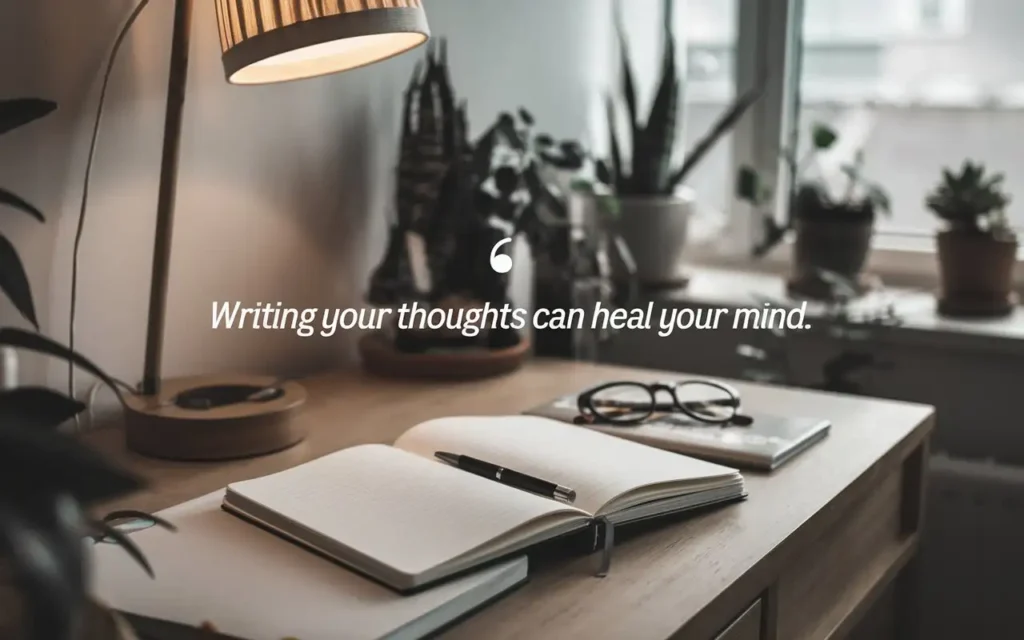 Take care of your mental health quotes journaling process with open journal 