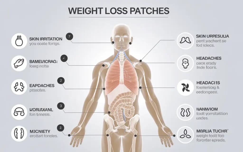 Visual representation of potential side effects of weight loss patches.
