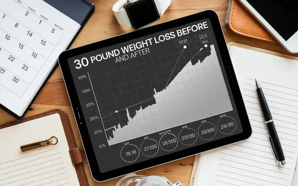 Tracking progress for 30 pound weight loss before and after