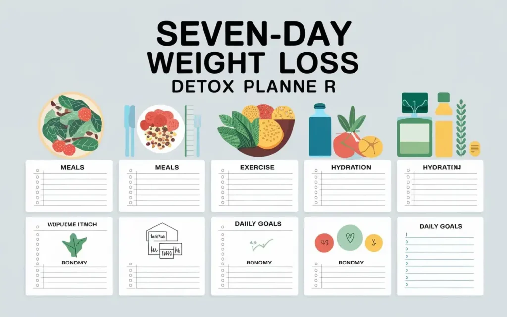 Daily plan schedule for a 7-day weight loss detox program