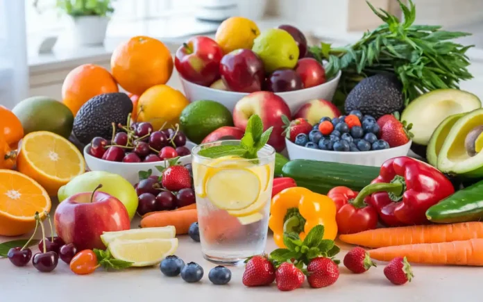 7-day weight loss detox plan with fresh vegetables and fruits