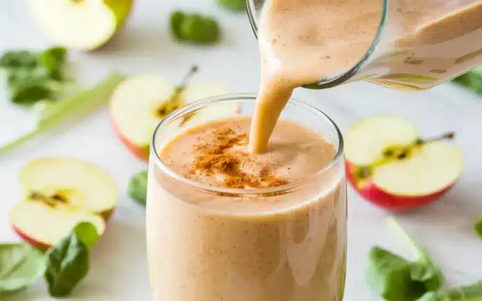 Fresh apple smoothie for weight loss in a glass