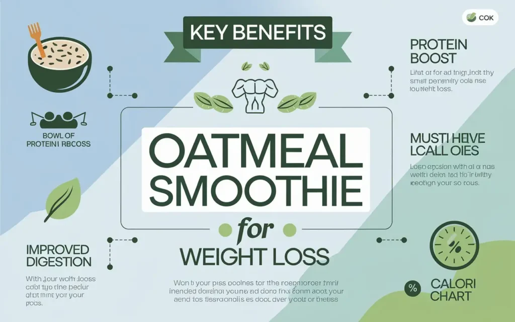 Infographic highlighting the benefits of oatmeal smoothie for weight loss.