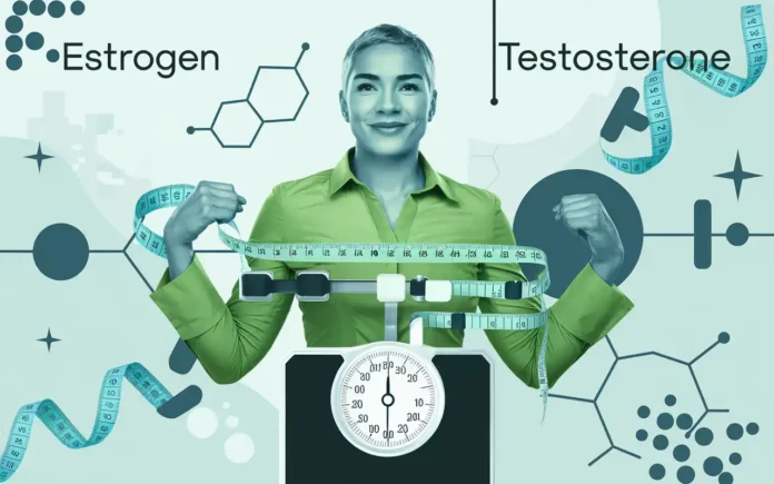 Best HRT for weight loss illustration showing hormone balance and weight management.