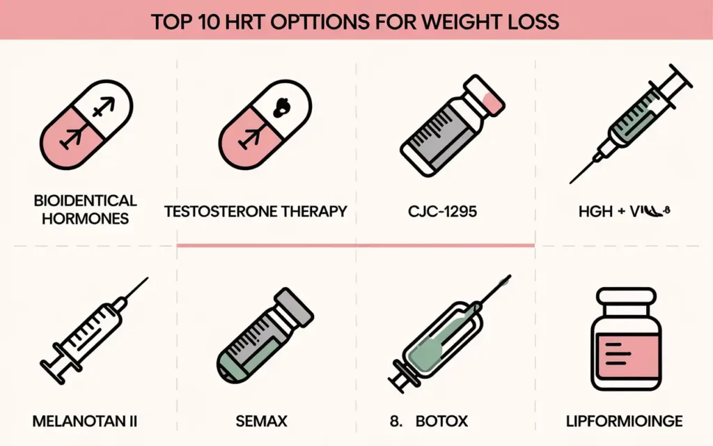 Best HRT for weight loss options chart comparing different therapies