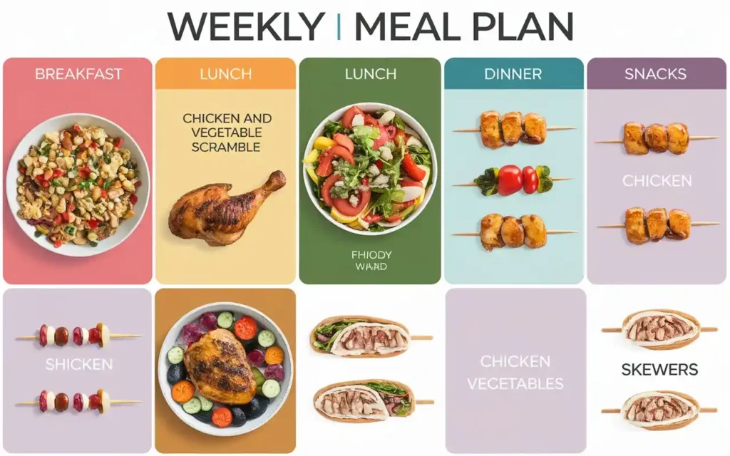 Chicken for weight loss: Weekly meal plan layout