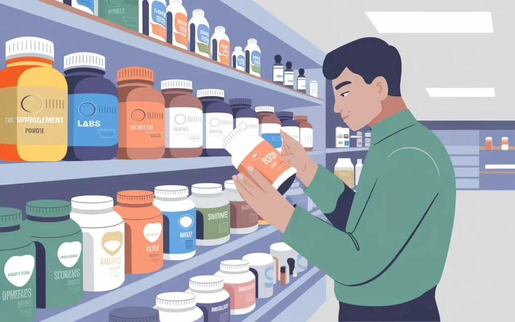 Person selecting the best weight loss powder from various options