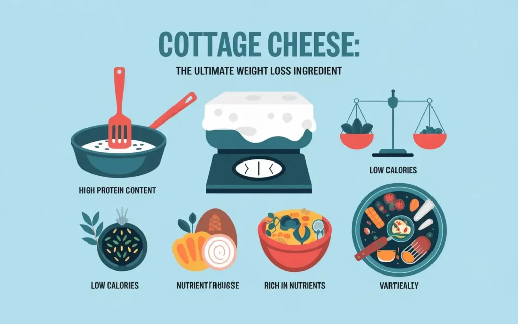 Infographic highlighting the benefits of cottage cheese recipes for weight loss