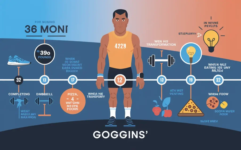 David Goggins' Weight Loss Diet transformation journey infographic