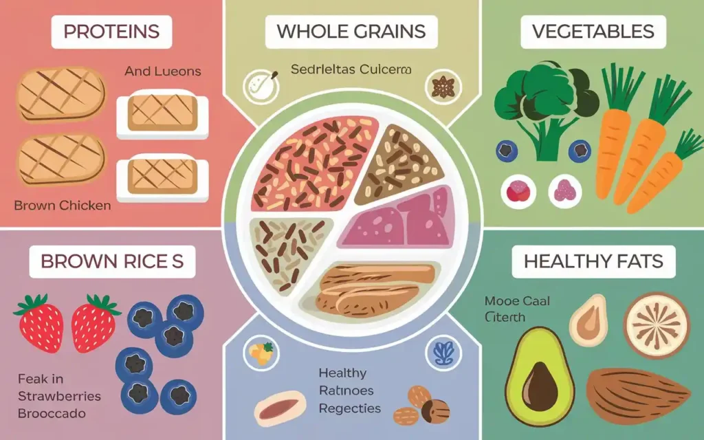 Healthy meal plan illustrating nutritional strategies to combat depression and weight loss.
