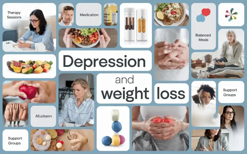 Collage of various treatment options for depression and weight loss