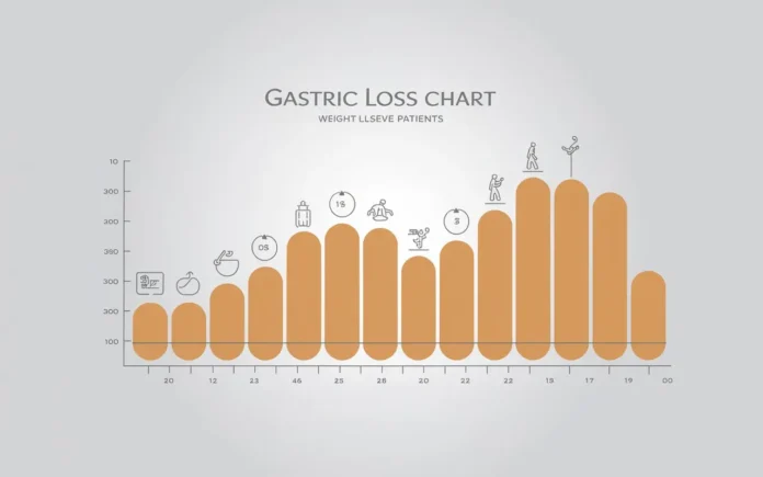 Gastric sleeve weight loss chart displaying monthly progress