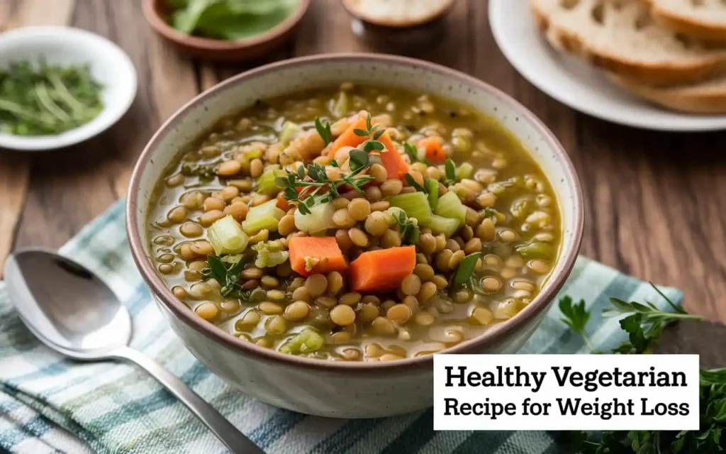 A warm and comforting lentil soup, featured in healthy vegetarian recipes for weight loss.
