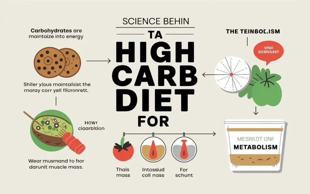 Scientific illustration of high carb diet for weight loss mechanisms
