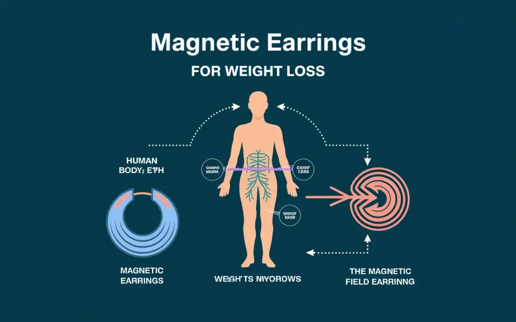 Diagram explaining how magnetic earrings for weight loss work