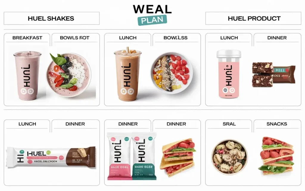 Huel weight loss meal plan with sample menus