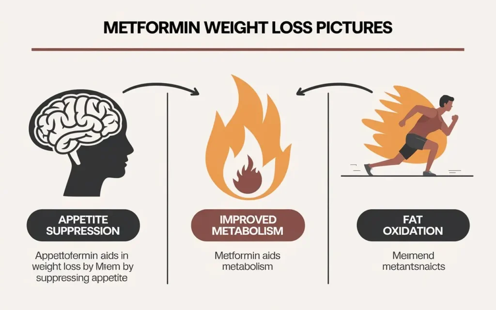 Diagram explaining how metformin works for weight loss