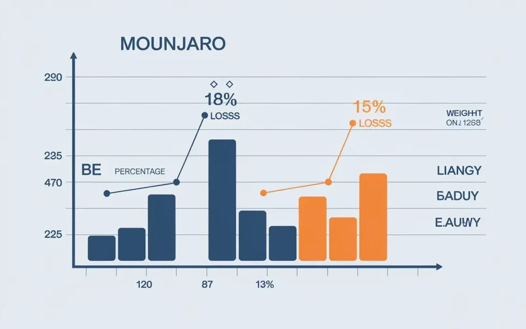 Mounjaro vs Wegovy for weight loss clinical trial results graph
