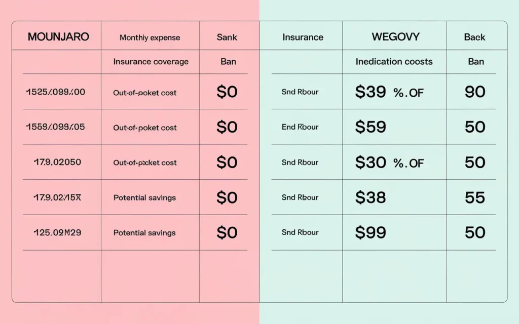 Mounjaro vs Wegovy for weight loss cost comparison chart