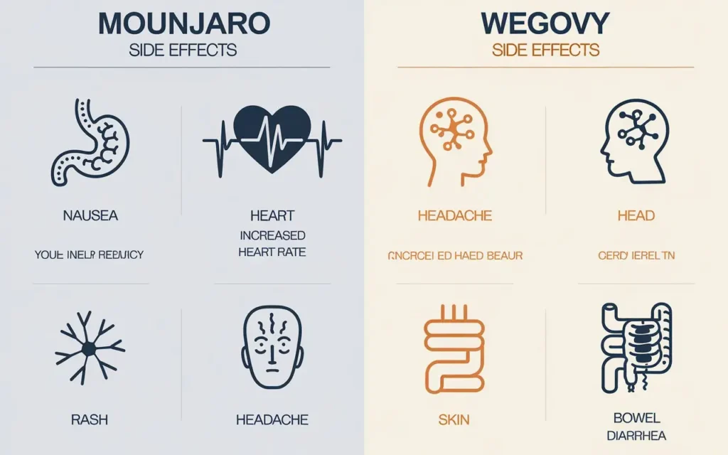 Mounjaro vs Wegovy for weight loss side effects illustration