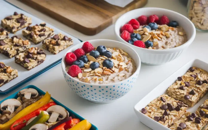 A variety of delicious oats recipes for weight loss displayed on a kitchen countertop