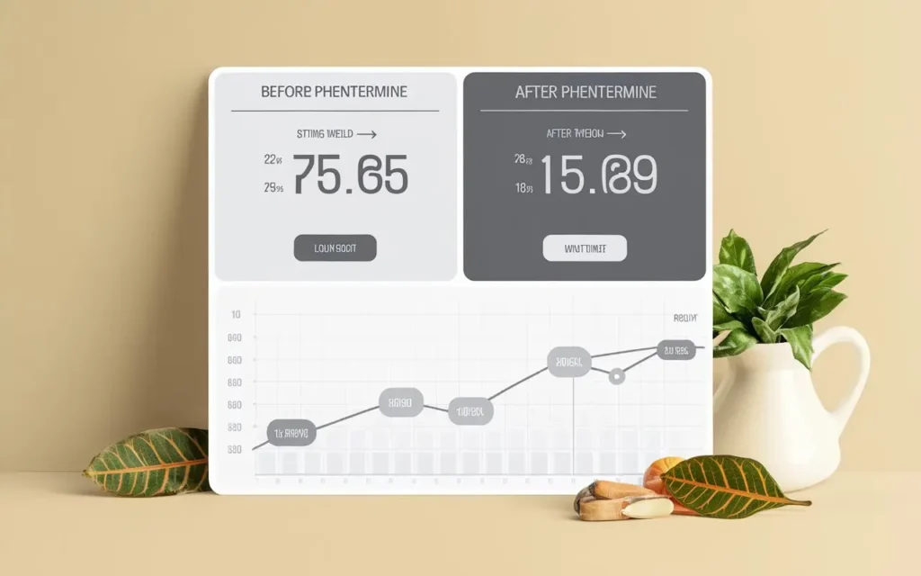 Phentermine weight loss calculator showing projected results