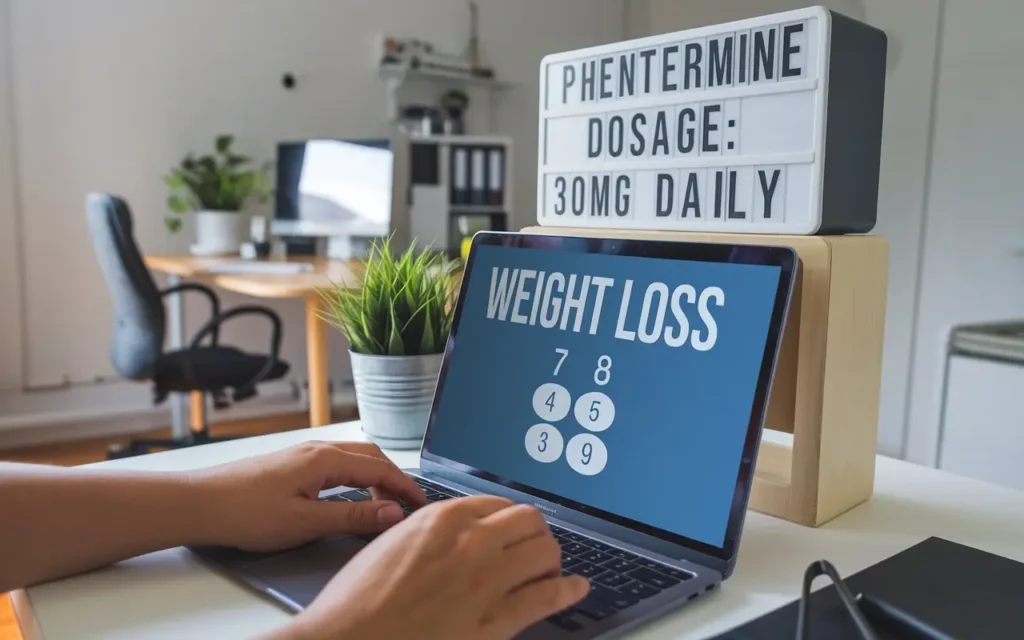 User entering data into phentermine weight loss calculator