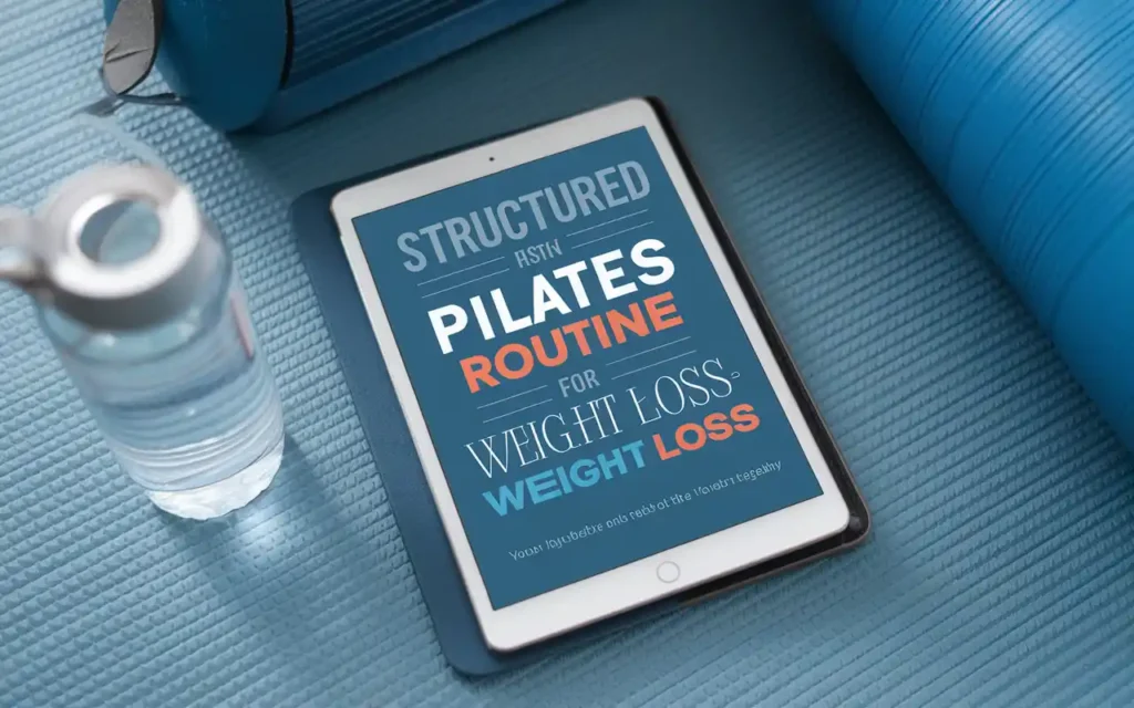 Pilates exercises for weight loss routine plan on a tablet