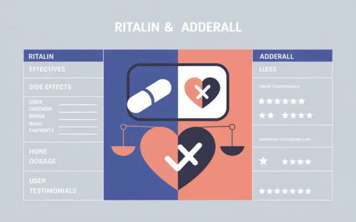 Ritalin vs Adderall Weight Loss comparison chart