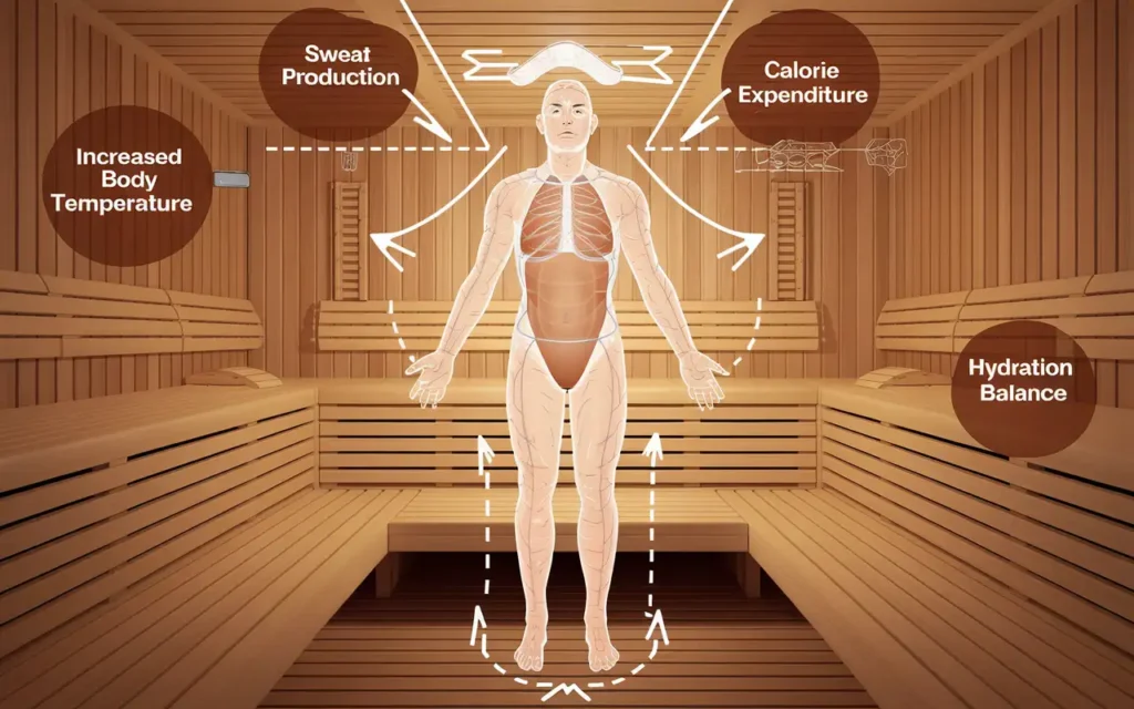 Diagram explaining the science behind sauna suit weight loss
