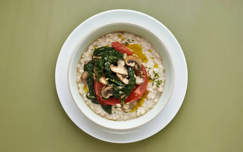 Savory oats-based dinner recipe for weight loss with vegetables