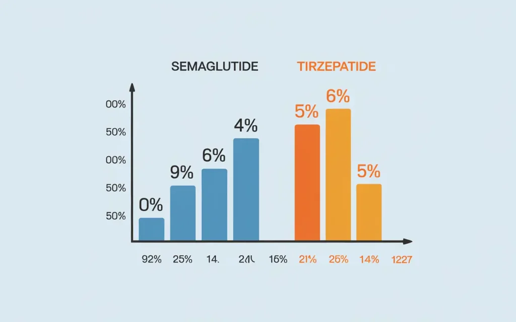 Semaglutide vs Tirzepatide weight loss efficacy graph