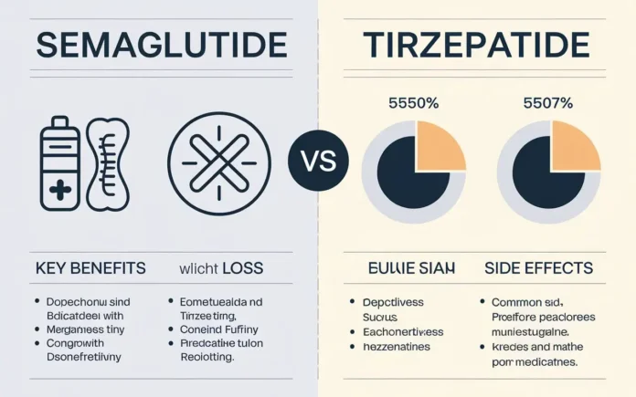 Semaglutide vs Tirzepatide weight loss comparison chart