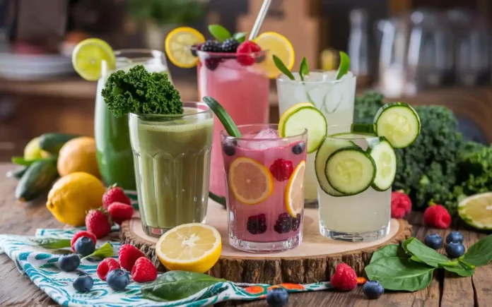 Colorful assortment of weight loss drink recipes