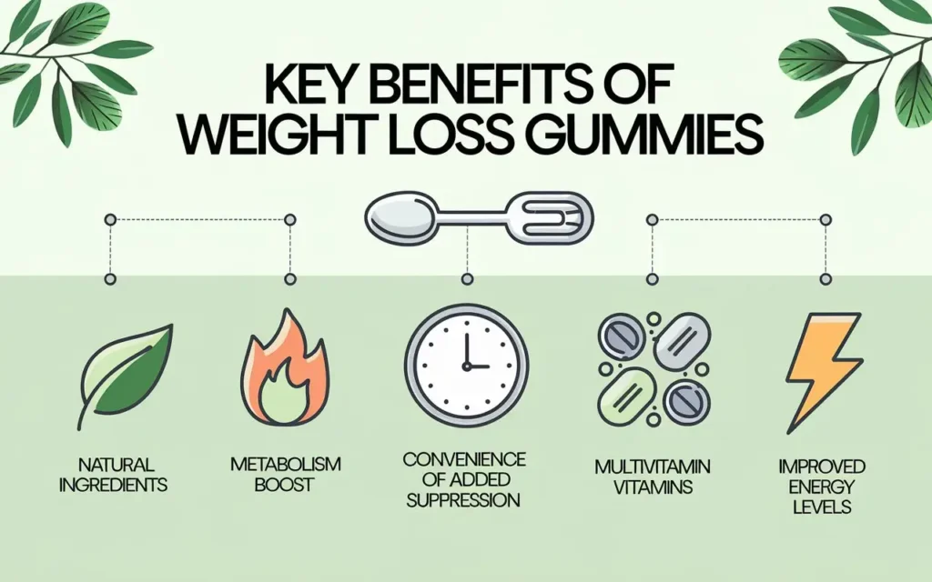 Benefits of weight loss gummy - Infographic with key points