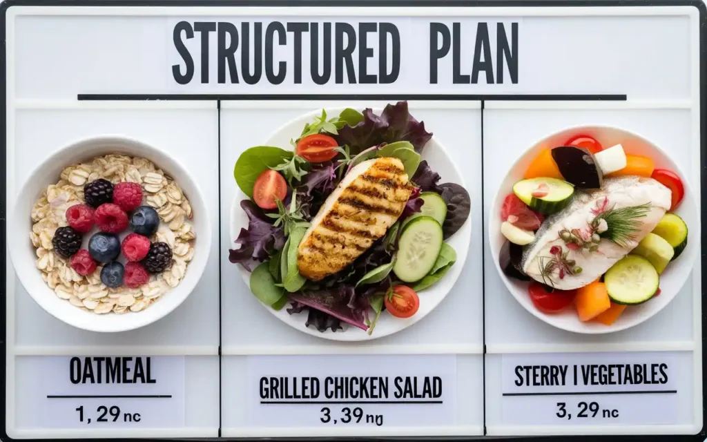 Sample meal plan for the 1000 calorie diet with small portion dishes